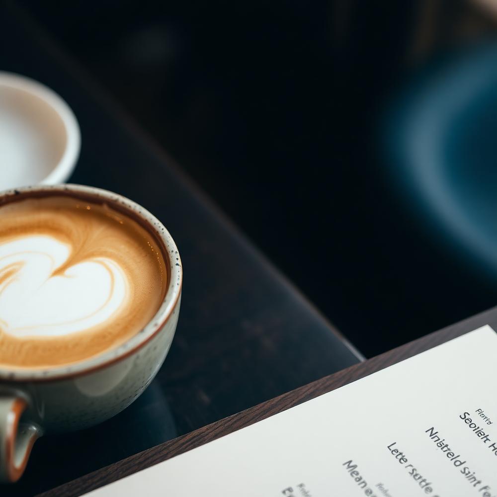Flat white in a speckled terracotta cup